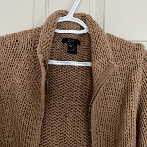 The Limited Handknit Zipper Front Cardigan, Brown, Size S - Picture 3 of 12